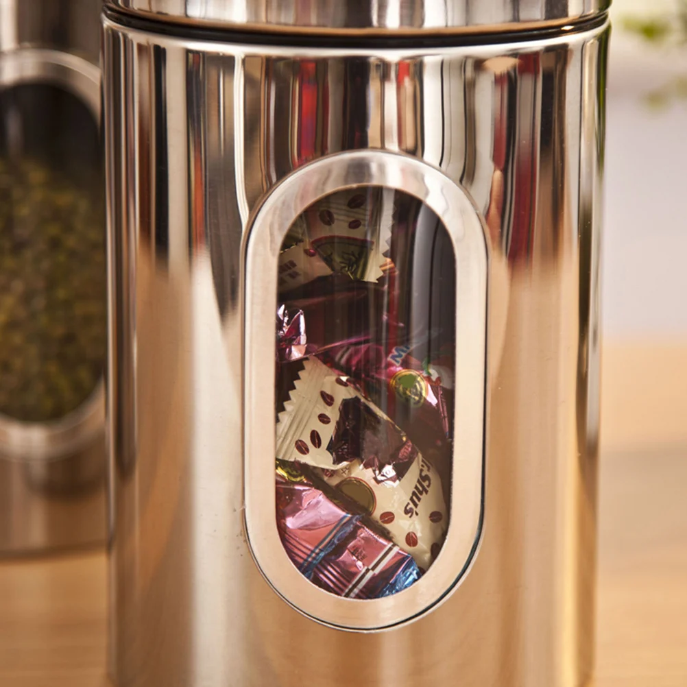 

Stainless Steel Storage Sealed Can Food Tank Kitchen Tool for Coffee Beans Tea Grains Snacks Container Sealed Cans
