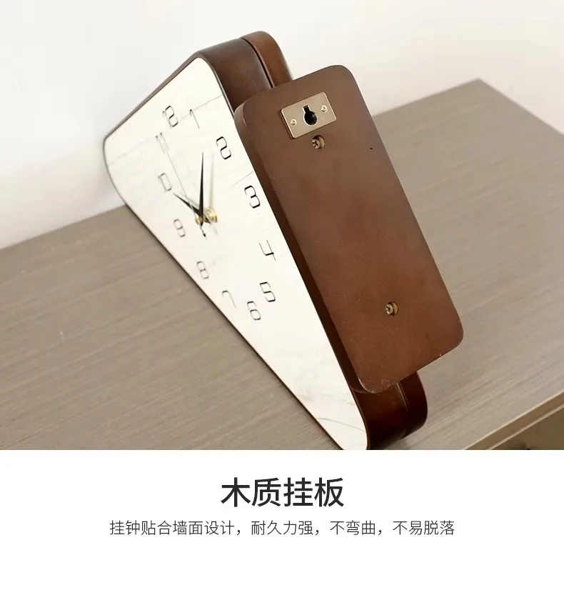 Large Wooden Corner Double-Sided Wall Clock Office Two-face Decor Scandinavian Casual Movable Living Room Metal Casual Modern