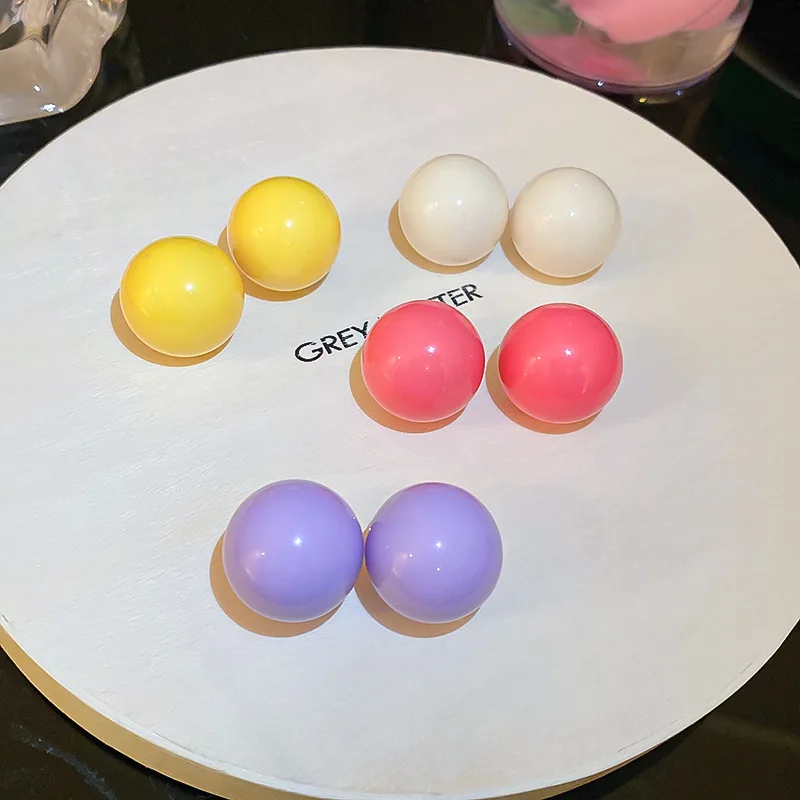 Boucles d'oreilles clous rondes en acrylique couleur bonbon pour femme, simples, polyvalentes, mignonnes, élégantes, bijoux de mode, vente en gros B