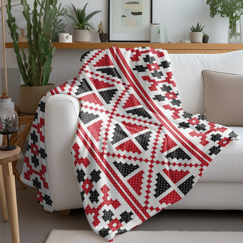 Handmade Embroidered Traditional Polish Vyshyvanka Cross Stitch Blanket for Women Sofa Decor Gift