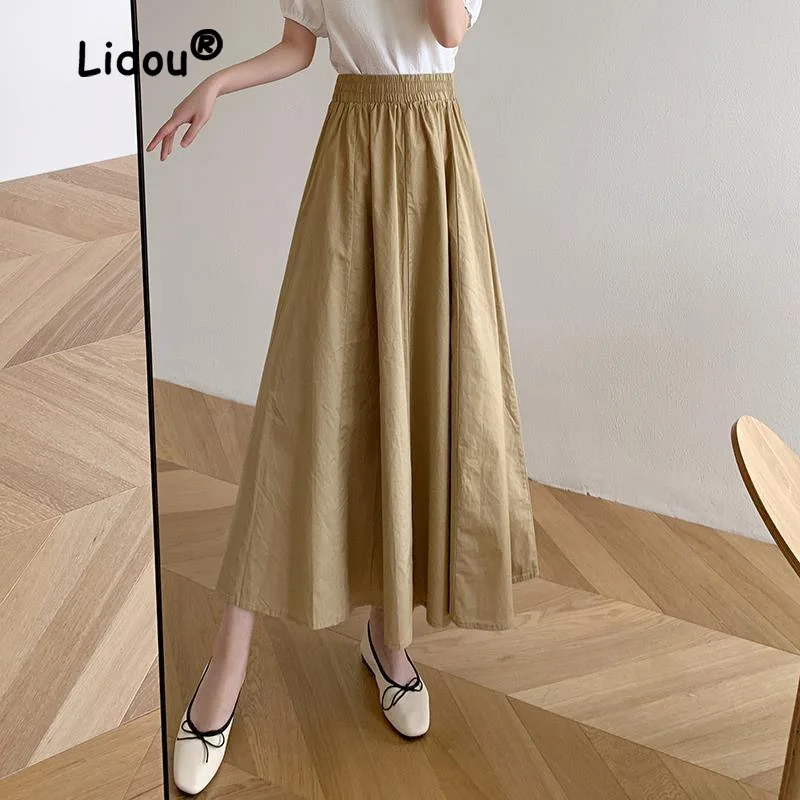 High-end mode effen kleur grote schommel halflange rok dames hoge zomer slanke Koreaanse casual all-match dame paraplurok