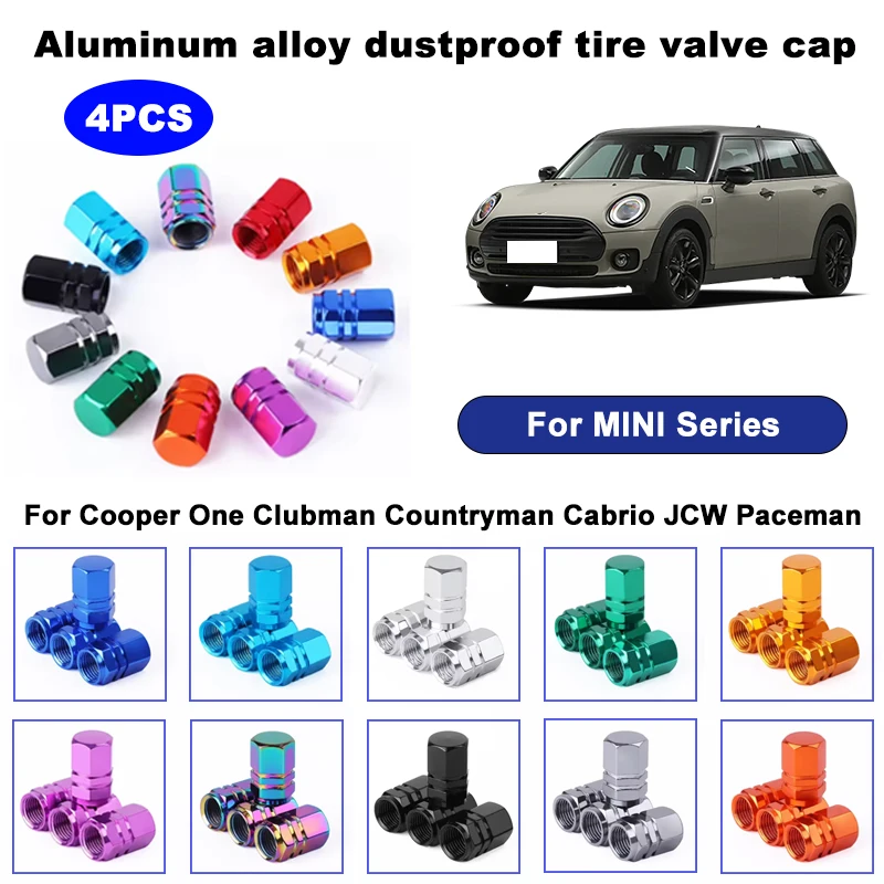 

4PCS aluminum alloy car tire valve stem cap tire wheel rim valve cover dustproof and waterproof For MINI Series car accessory