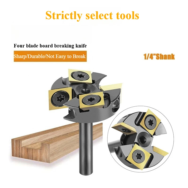 4 Flute Insert T Slot Router Bit Rack Mounted Wood Board Breaking Cutter For Grooving Tenon Woodworking Cutting Tools