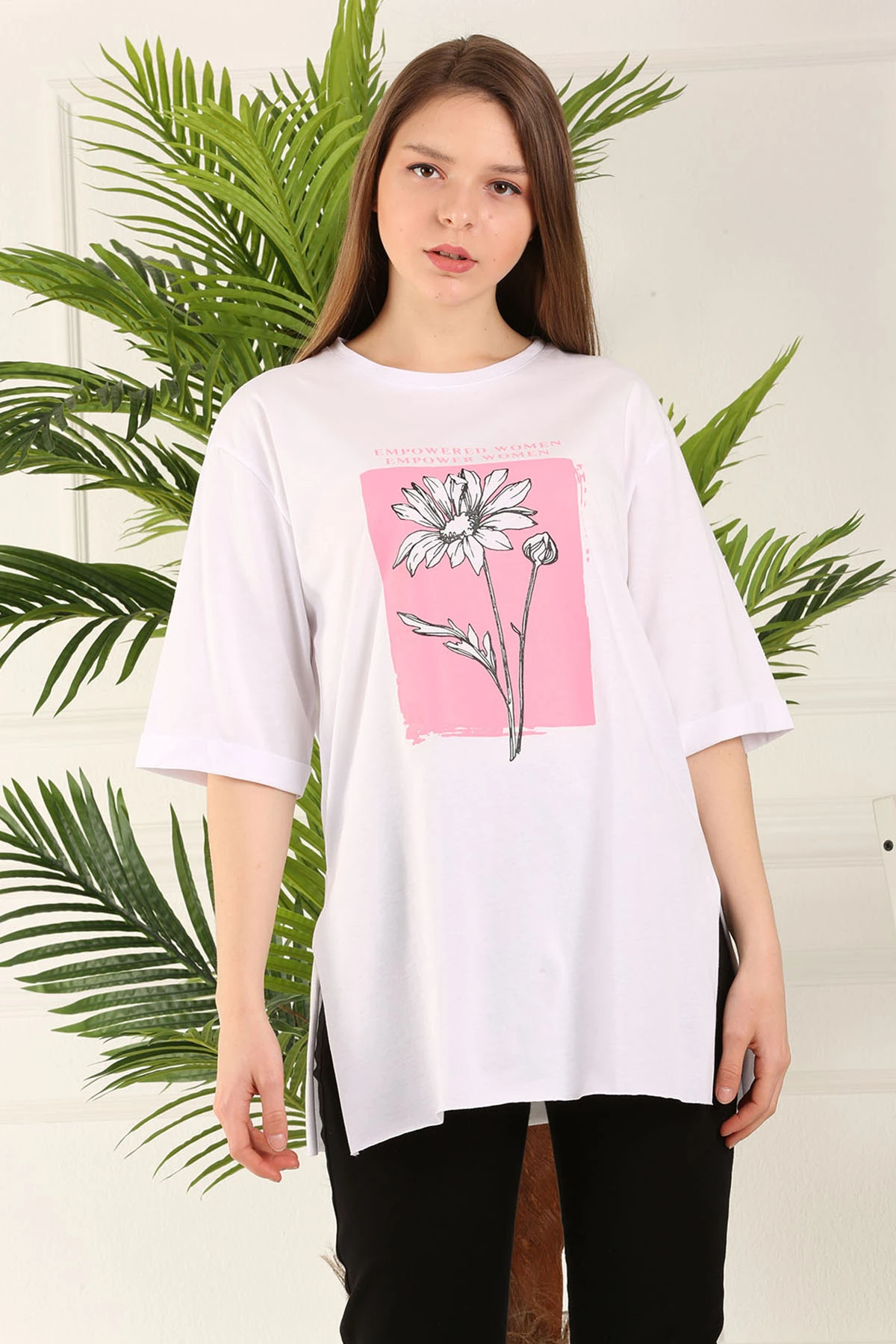 Flower Printed Tshirt NY-White