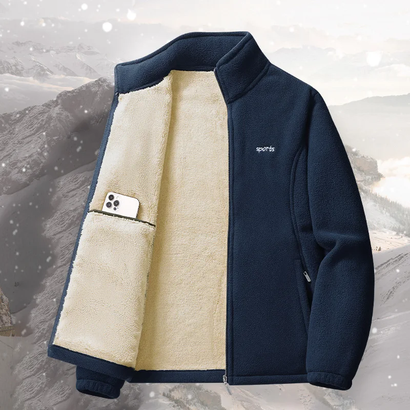 

Men's High-Quality Lambskin Fleece Jacket for Autumn Winter Thickened Warm Casual Fit Outerwear