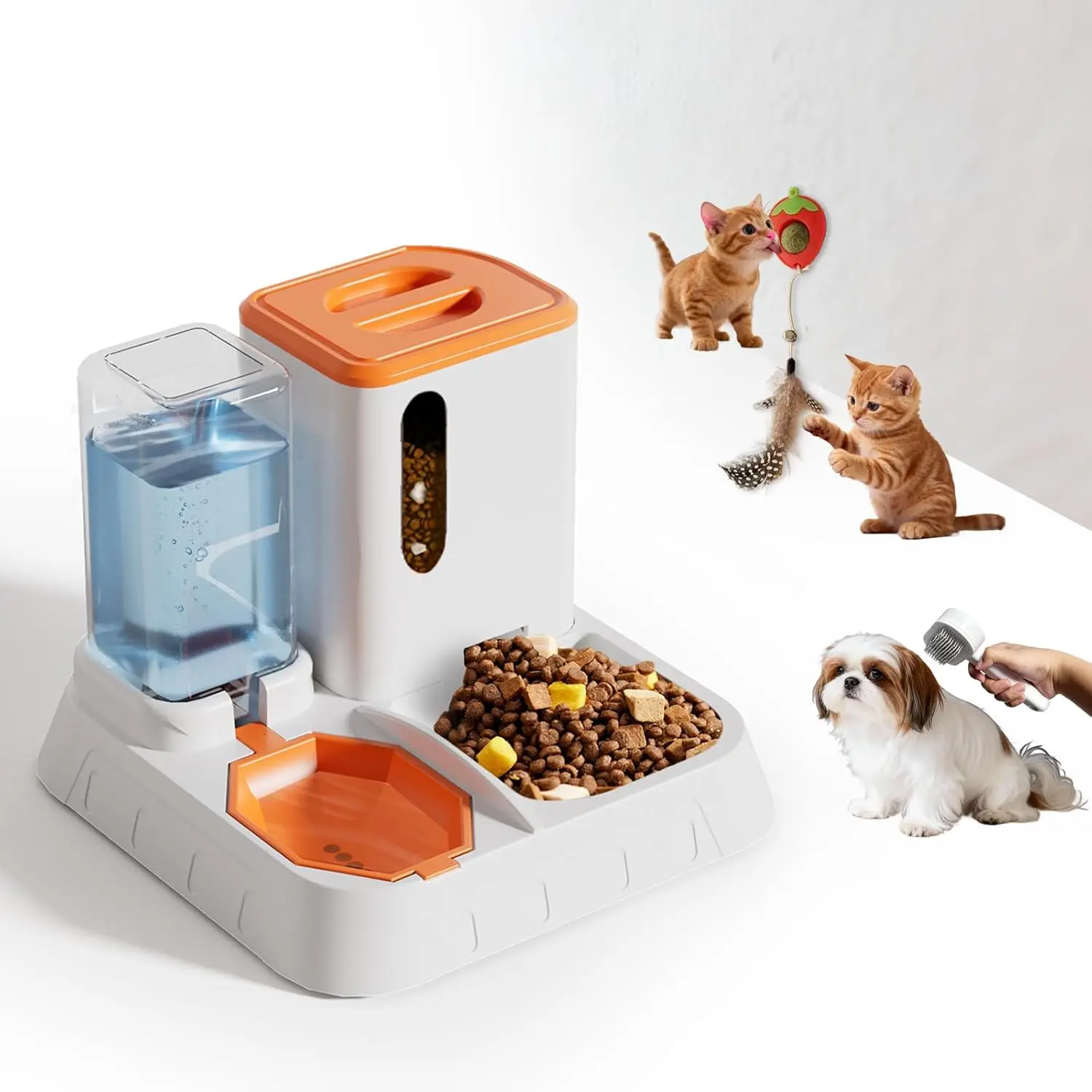 

Automatic Pet Feeder and Waterer 2-in-1 Set, Large Capacity for Week-Long Use, Ideal for Busy Owners