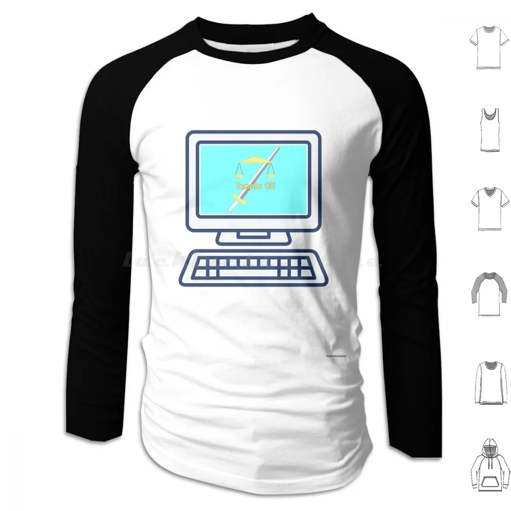 Templeos Text Logo-Terry A. Davis-Computer-Temple Operating System-Os Hoodie Cotton Long Sleeve Templeos Temple Os Temple Os