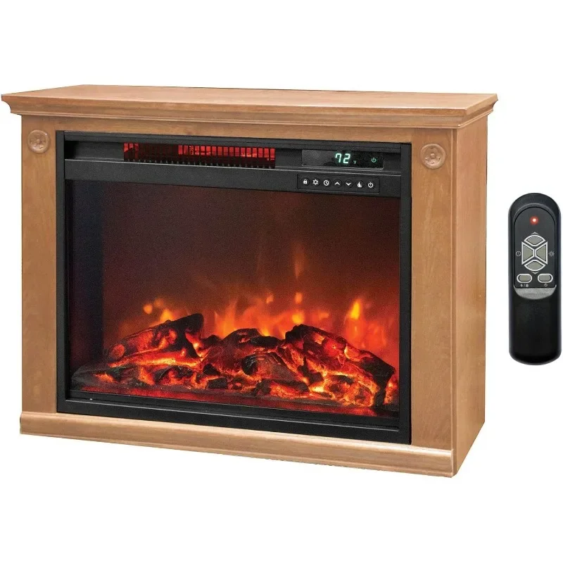 LifeSmart LifePro 1500 Watts Portable Electric Infrared Quartz Indoor Fireplace Heater with 3 Heating Elements,Remote and Wheels