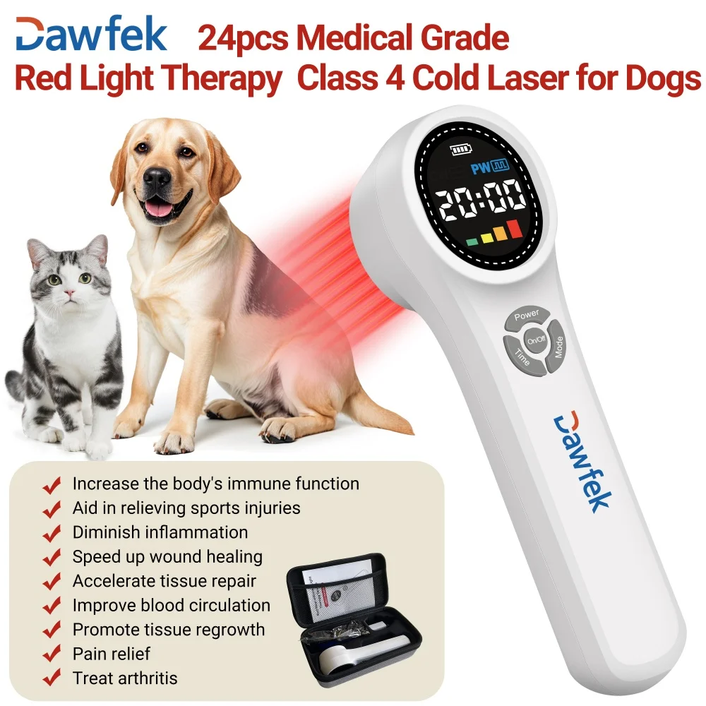 Cold Laser Therapy Device 660nm 810nm 980nm Portable LLLT Treatment for Pet Inflammation Relief Tissue Repair at Home 24Diodes