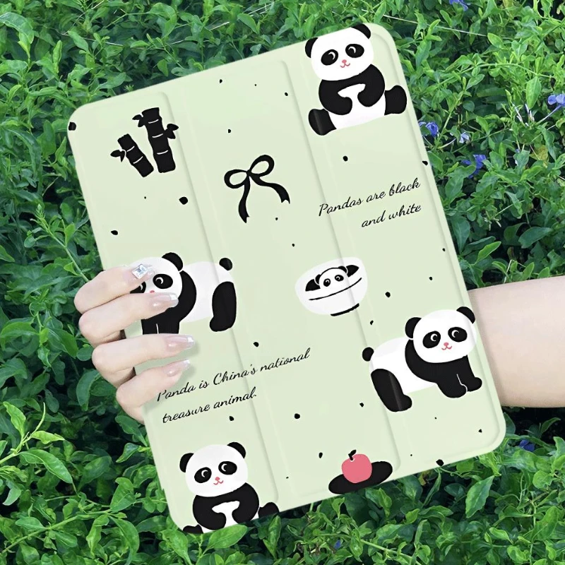 

Cartoon Panda 360 Degree Rotation Smart Cover for Ipad 2017 2018 9.7inch 7 8 9th 10.2 Funda Cover IPad Air 5 2022 Air 4 Case