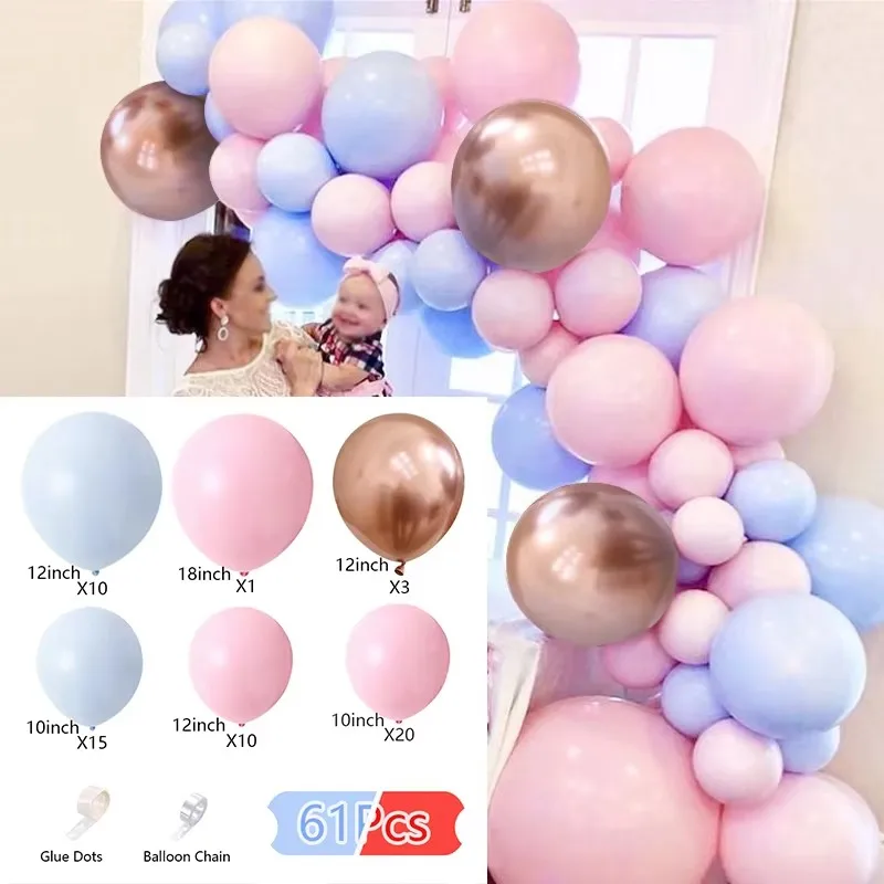 

alloons Arch Set Blue Pink Gold Balloon Garland Macaron Birthday Balloon Arch Kit Baby Baptism Shower Party Balloon Decoration