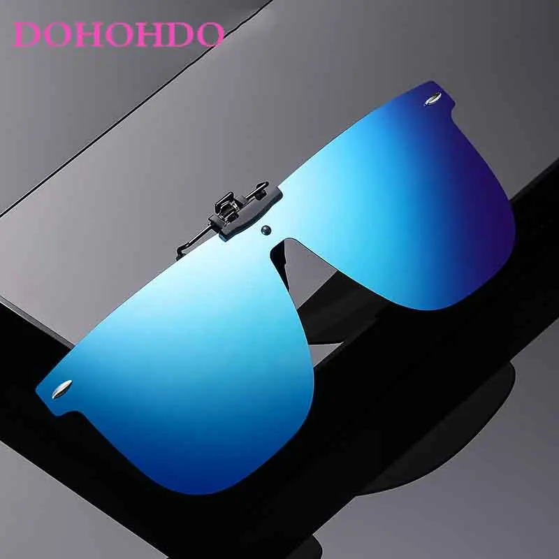 Polarized Clip On Sunglasses Metal Clips Men Car Driver Goggles Night Vision Glasses Anti Glare Vintage Safe Square Outdoo UV400