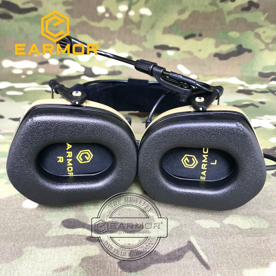 EARMOR-auriculares tácticos M32 MOD4 TAN, protección auditiva, orejeras de tiro con micrófono, amplificación de sonido