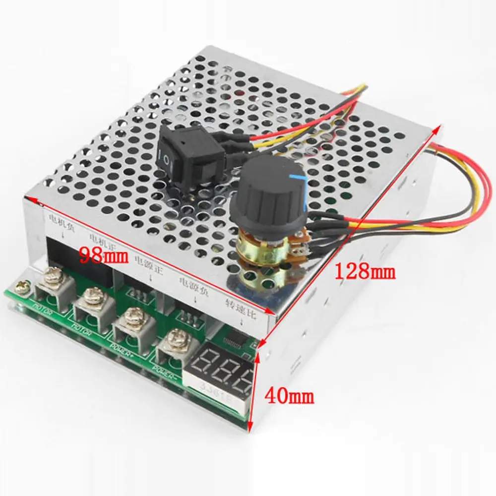 DC Motor Speed Regulator 0-100% Digital Display 2000W DC10V-55V 100A PWM Motor Speed Controller CW CCW Reversible S-witch