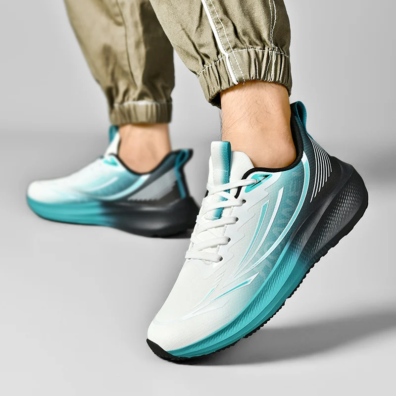 

Мужские кроссовки, легкая дышащая спортивная обувь на толстой подошве, мужская удобная мягкая повседневная обувь с противоскользящей сеткой на шнуровке