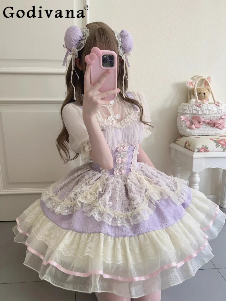 

Original Chinese Style Lolita Cos Dress for Women Summer Cute Girls Kawaii Purple Short Birthday Dresses Vestidos De Mujer
