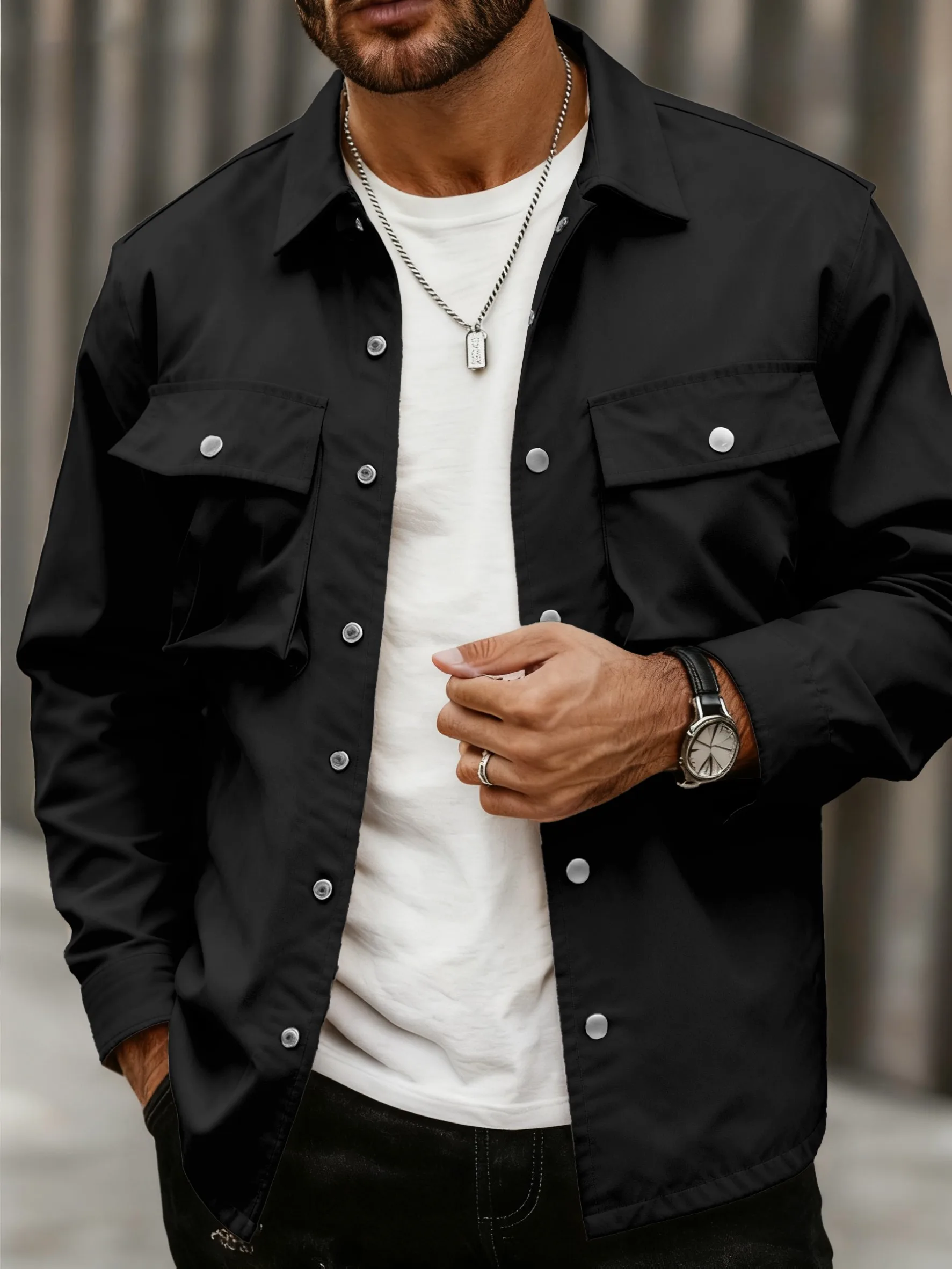 Men's Fashion Long Sleeve Workwear Jacket Spring Autumn Casual Sports Style Outerwear
