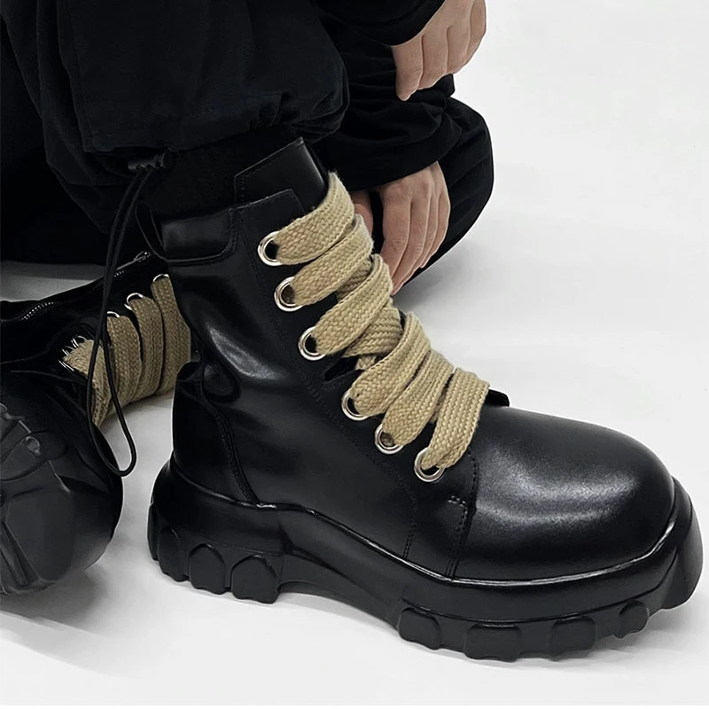 italian brand designer boots for men fashion platform shoes cowboy original leather boot punk gothic high motorcycle botas male - view 4