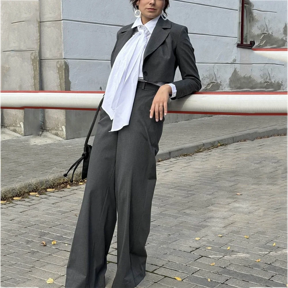 Women's Suit Classic Design Single Button Notch Lapel Elegant Outfit Two Piece(Jacket+Pants) Solid Color Casual Daily Set