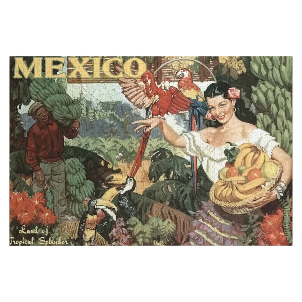 

Vintage Mexico Travel Poster Jigsaw Puzzle Adult Wooden Wooden Name Custom Name Wood Puzzle