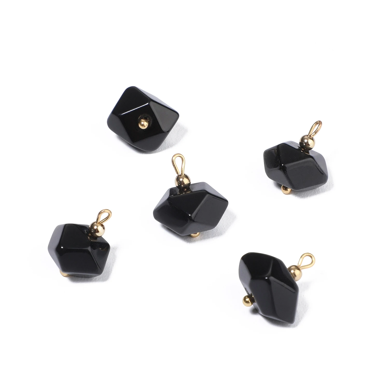 5PCS Natural Stone Polygon Semi-precious Pendant Charms