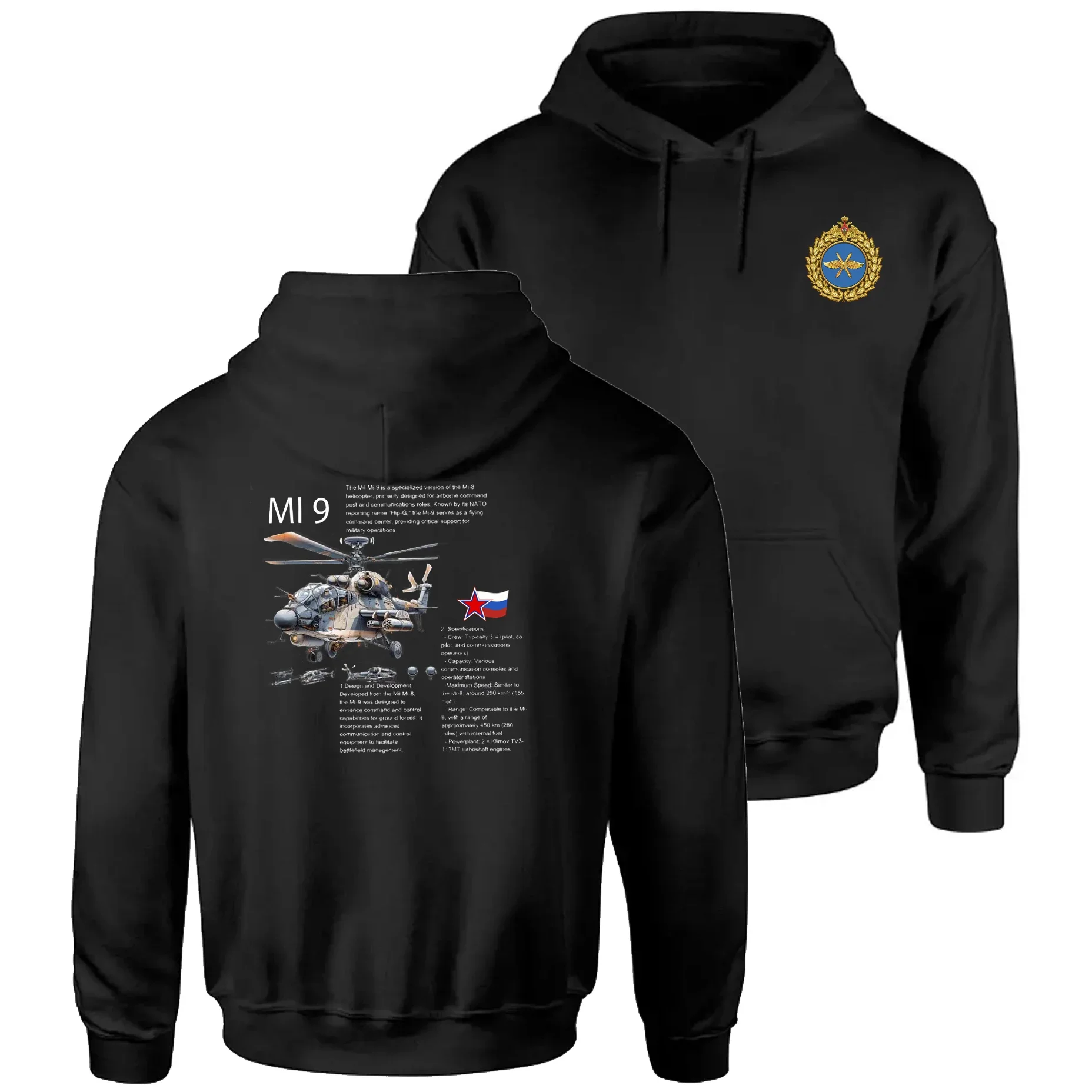 

Soviet Russian Mil Mi-9 Transport Helicopter Pullover Hoodie Comfortable Cotton Casual Mens Sweatshirts Aviation Streetwear