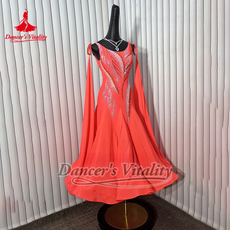 الكبار الفالس التانغو بلا أكمام عارية الذراعين أداء ملفوفة الوركين فساتين سوينغ كبيرة تخصيص حيوية قاعة الرقص الملابس