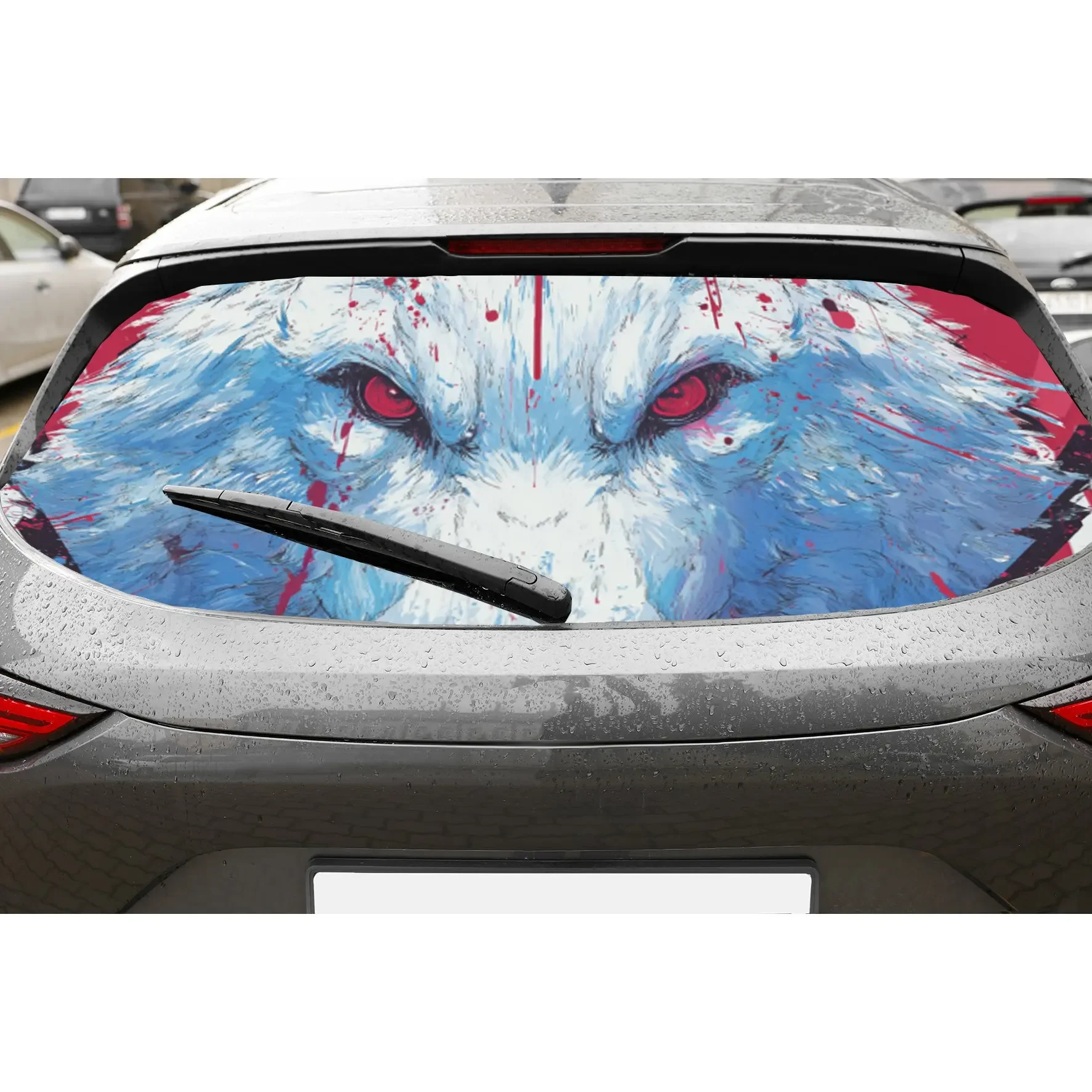 Wildlife - inspired Wolf Eyes PVC Perforated Car Vinyl Wraps, Durable Car Rear Windshield Sticker, Waterproof Car Rear Window De