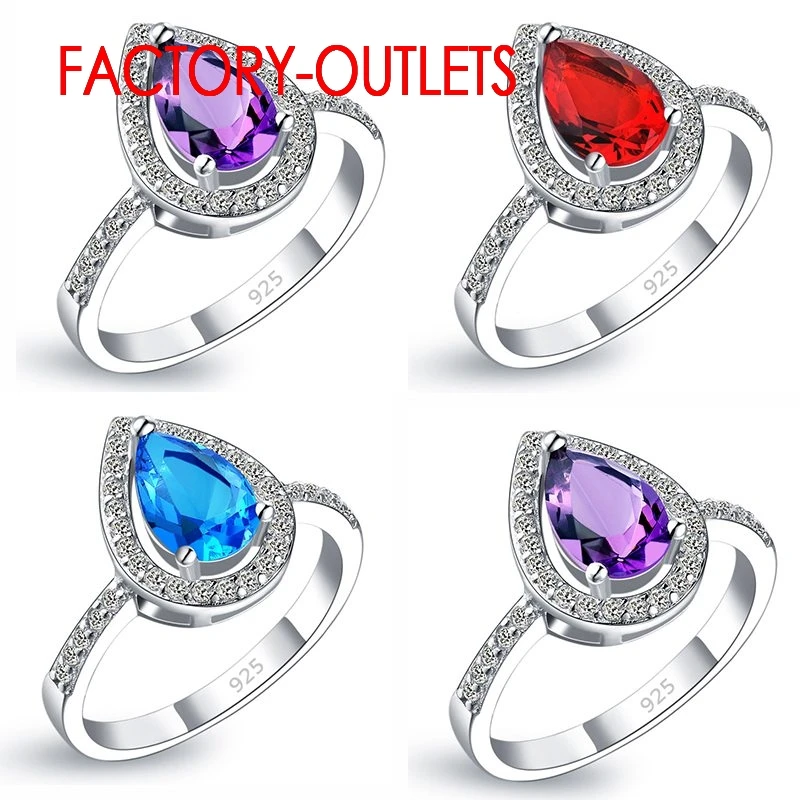 Fashion Jewelry Set Genuine 925 Sterling Silver Crystal Water Drop Design Female Party Engagement  Wholesale All Compatible