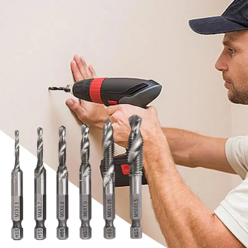 Imagem -04 - Parafuso Rosqueamento Bit Ferramenta Escareador Brocas Conjunto de Resistente ao Desgaste Torneiras de Parafuso Kit de Ferramentas em Tamanho Métrico m3 m4 m5 m6 m8 M10