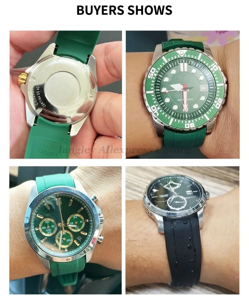 عالية الجودة المطاط حزام الساعات 20 مللي متر 22 مللي متر سوار ل Seiko لأوميغا Moonswatch ل رولكس ل تيودور ساعة منحني نهاية حزام ساعة اليد