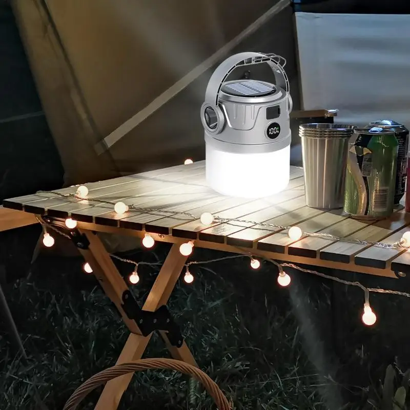 Camping Lantern USB Rechargeable Led Solar Lamps Foldable Compact Multifunctional Lights for Outdoor Hiking Night Working