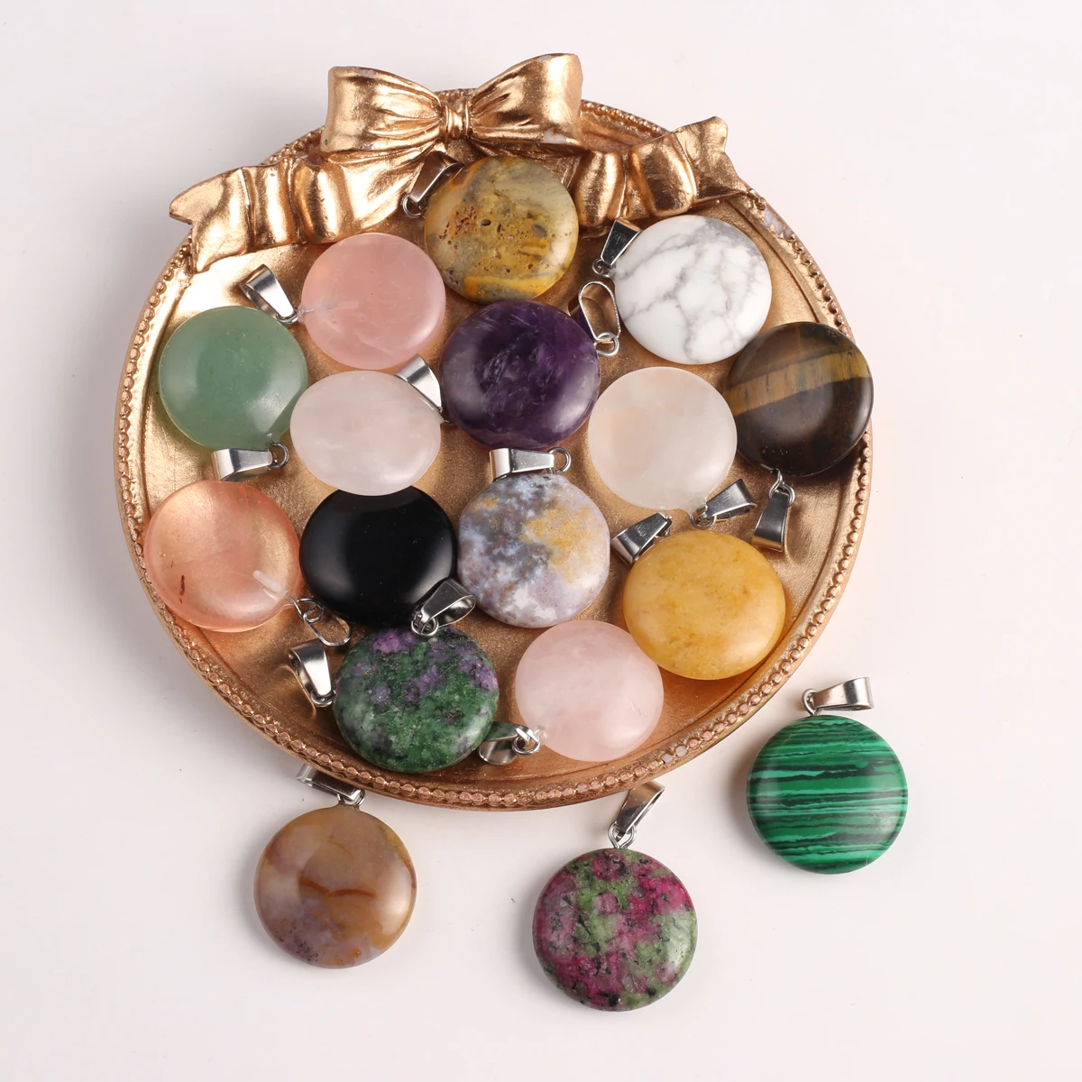 12 Stück/Packung, 16 mm, exquisiter herzförmiger Edelstein-Anhänger, natürlicher Kristall-Achat, Charms für Schmuckherstellung, DIY-Halsketten-Zubehör – Detail 13