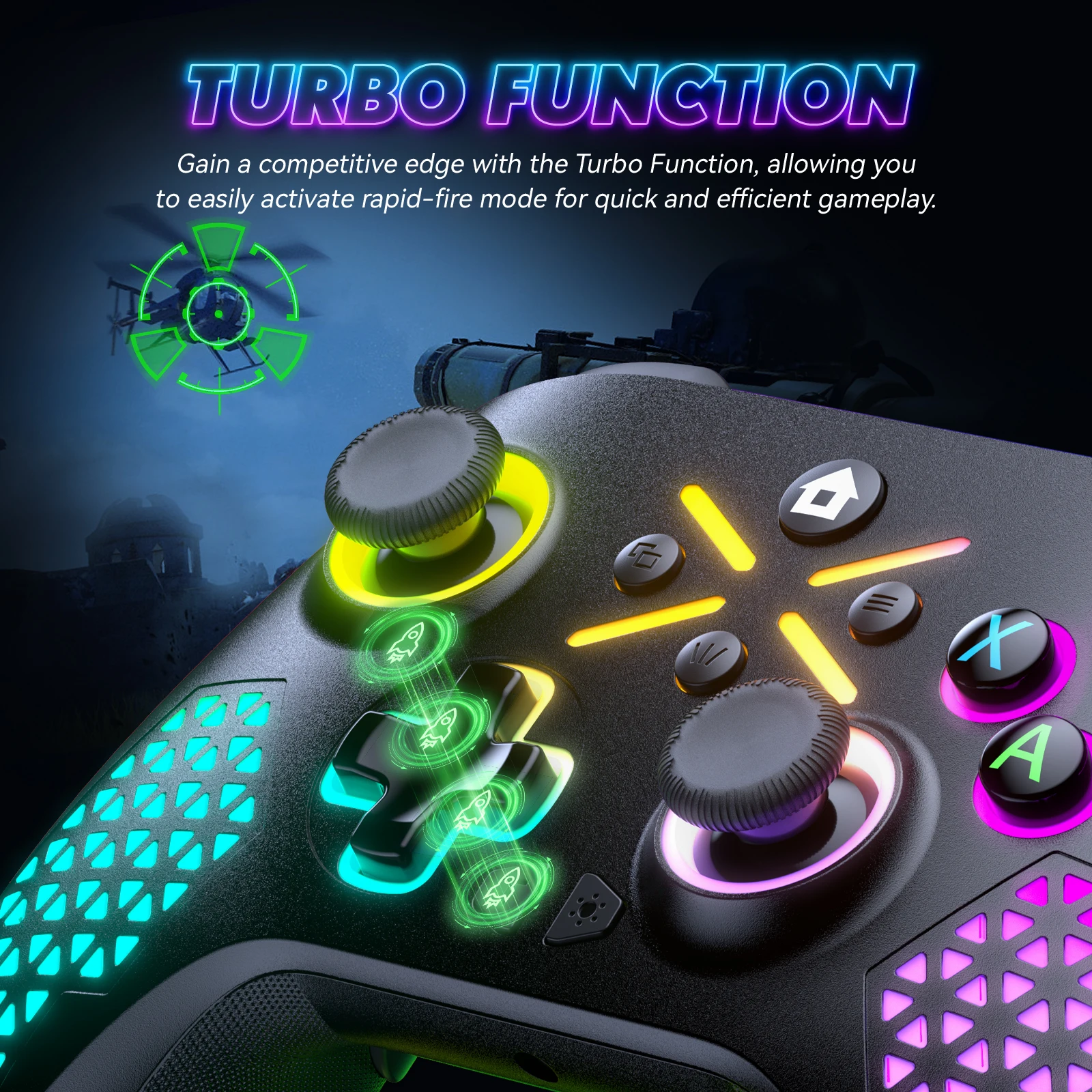 وحدة تحكم تربو لاسلكية مع اهتزاز مزدوج ، لوحة ألعاب لـ Xbox One ، السلسلة S ، X ، Android ، Windows ، PC ، ملحقات التحكم ، RGB ،