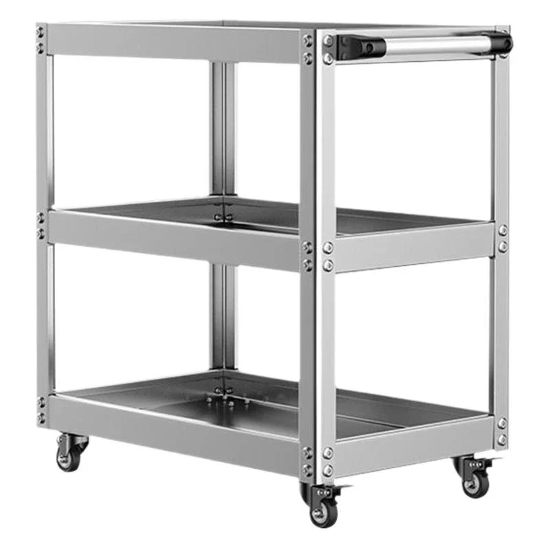 

Stainless steel tool car multi-function auto repair three-layer parts car tool cabinet