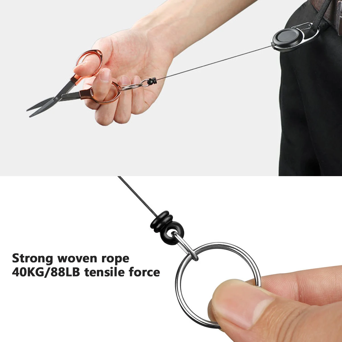 حبل قابل للسحب مضاد للخسارة كماشة الصيد، مقود أمان 60 سم لملحقات معدات صيد قوارب الكاياك #5