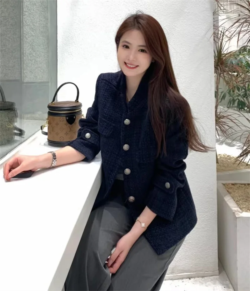 Female Important Occasion Beautiful Great Look Premium French Short Top 2026 Winter Women Black Xiaoxiangfeng Flower Jacket