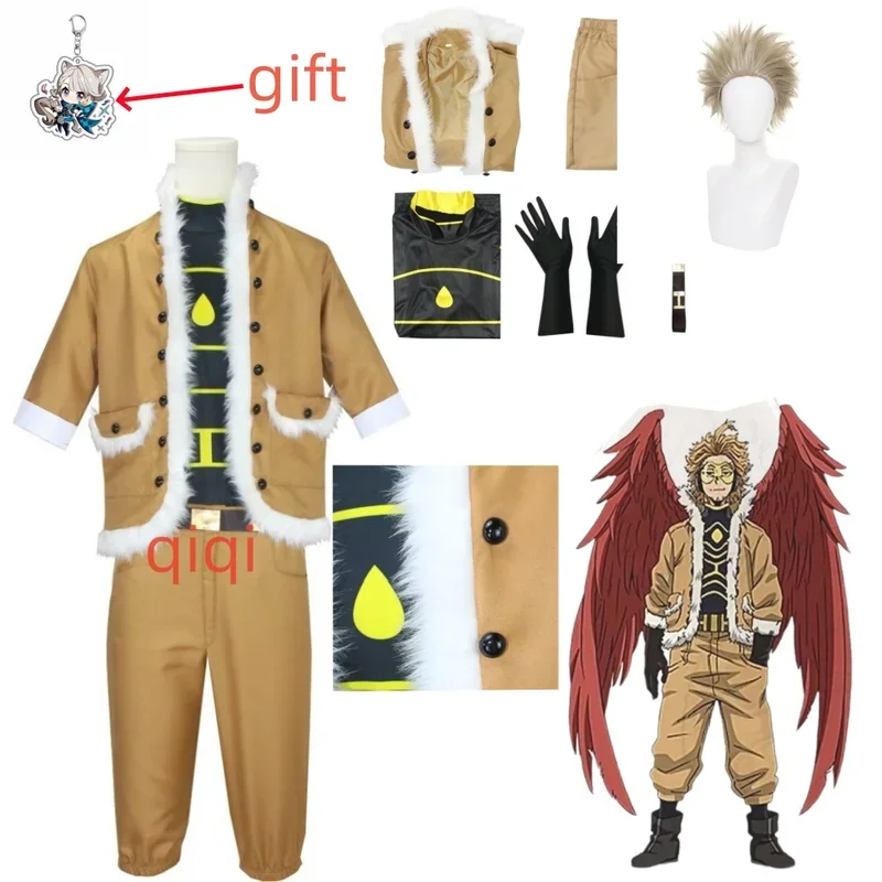 My Hero Academy Hawks Cosplay Costume Takami Keigo Uniform Suit Wing Hero Outfit Hawks Halloween Carnival wig glasses headphone