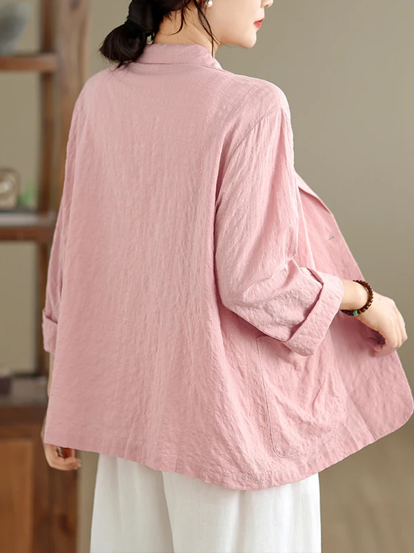 Linen Suit Jacket Women's Summer Artistic Vintage Casual Loose All-Match Sunscreen Small Western Style Open Cardigan