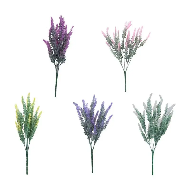 Fake Flowers Artificial Lavender Faux Plastic Purple Flowers For Home Wedding Kitchen Garden Indoor Outdoor Decor