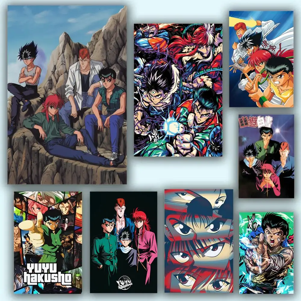 Póster vintage de Anime Y-YuYu H-Hakusho, arte de pared de PVC HD estético, resistente al agua y al desgaste, para el hogar, Hotel, Bar