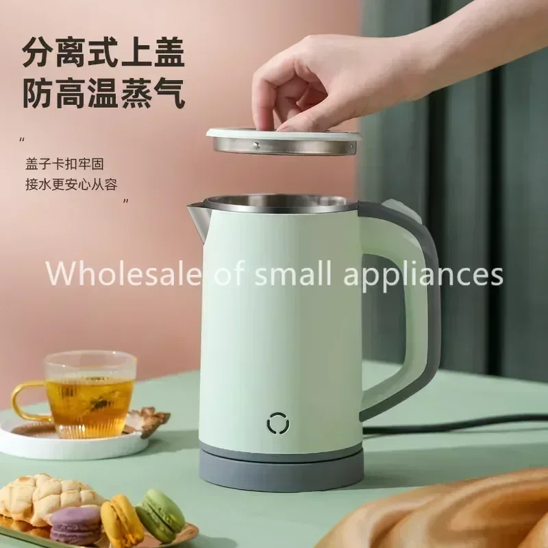 Household electric kettle 110V boiling kettle 304 stainless steel double layer insulation 220V small travel heating kettle