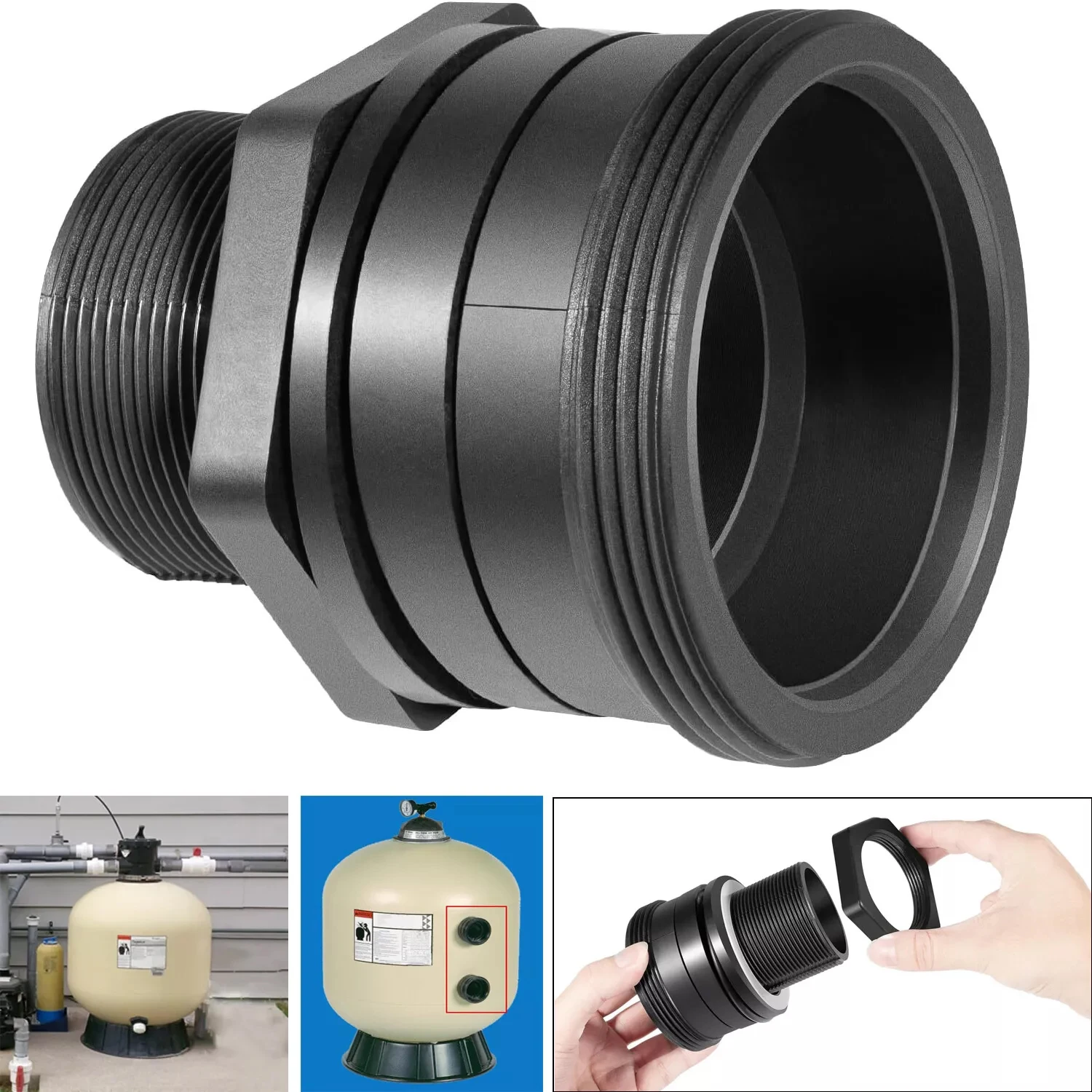 154714 Bulkhead Replacement Parts 2-Inch Kit Fitting Union Fit for Triton II Pool & Spa Sand Cartridge Filter TR50, TR60, TR100,