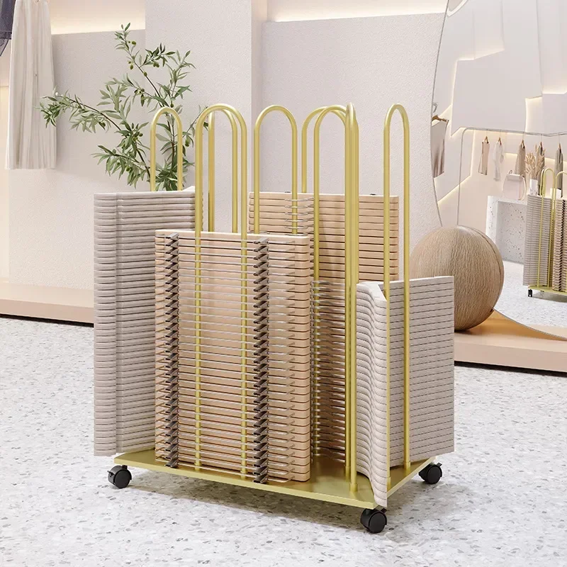 Clothing Store Hanger Storage Rack Movable Metal Floor Standing Garment Rack with Wheels Easy Assembly Disassembly for
