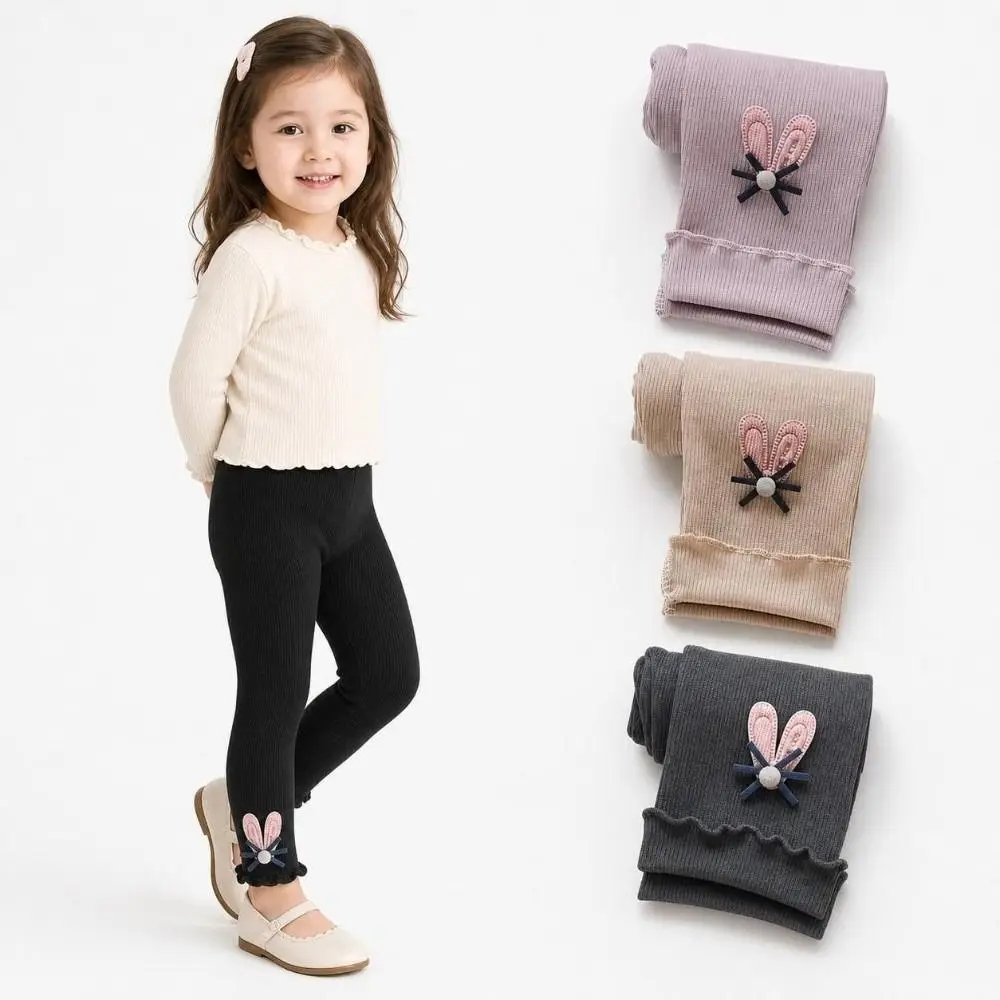 Fashion Elastic Waist Kids Leggings Cotton Warm Girls Leggings Cute Embroidered Children Pants for Girls