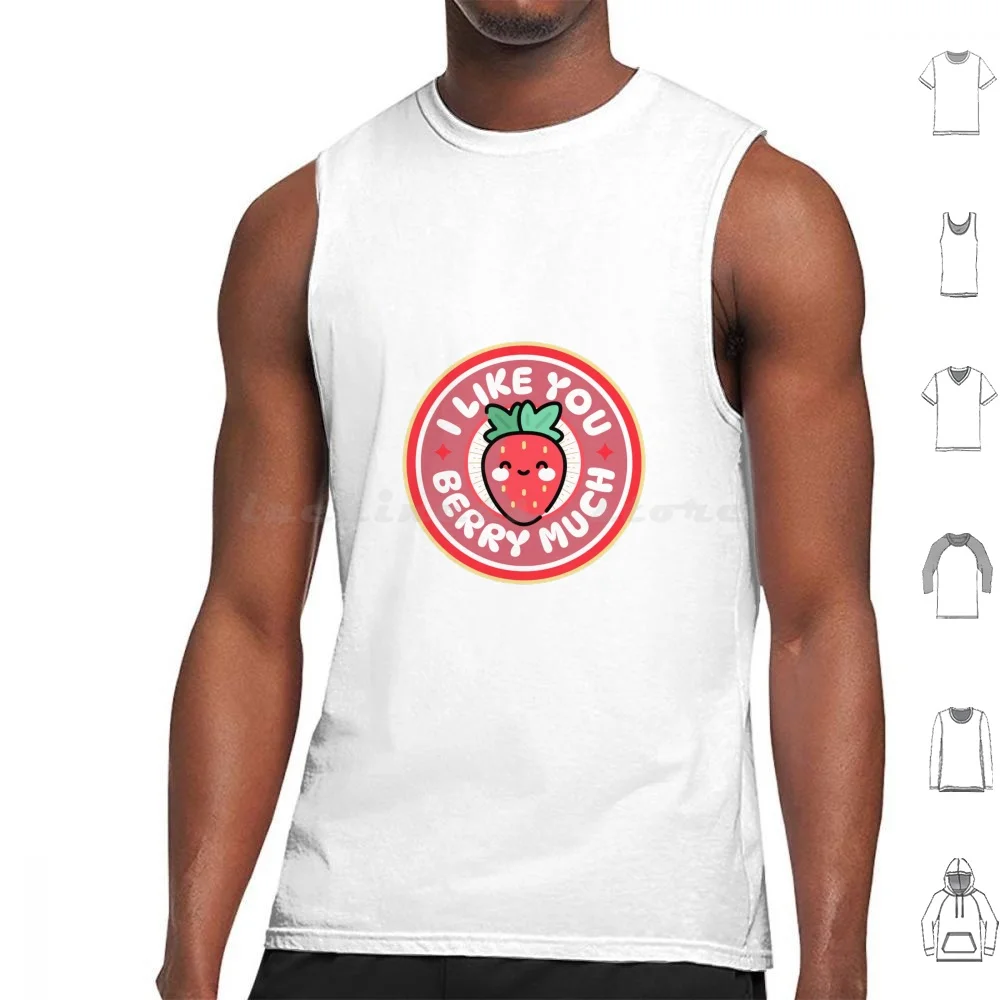 Cute Little Strawberry Pun Tank Tops Print Cotton Strawberry Cute Funny Pun I Like You Berry Much Red Berry Jam Fruits Food