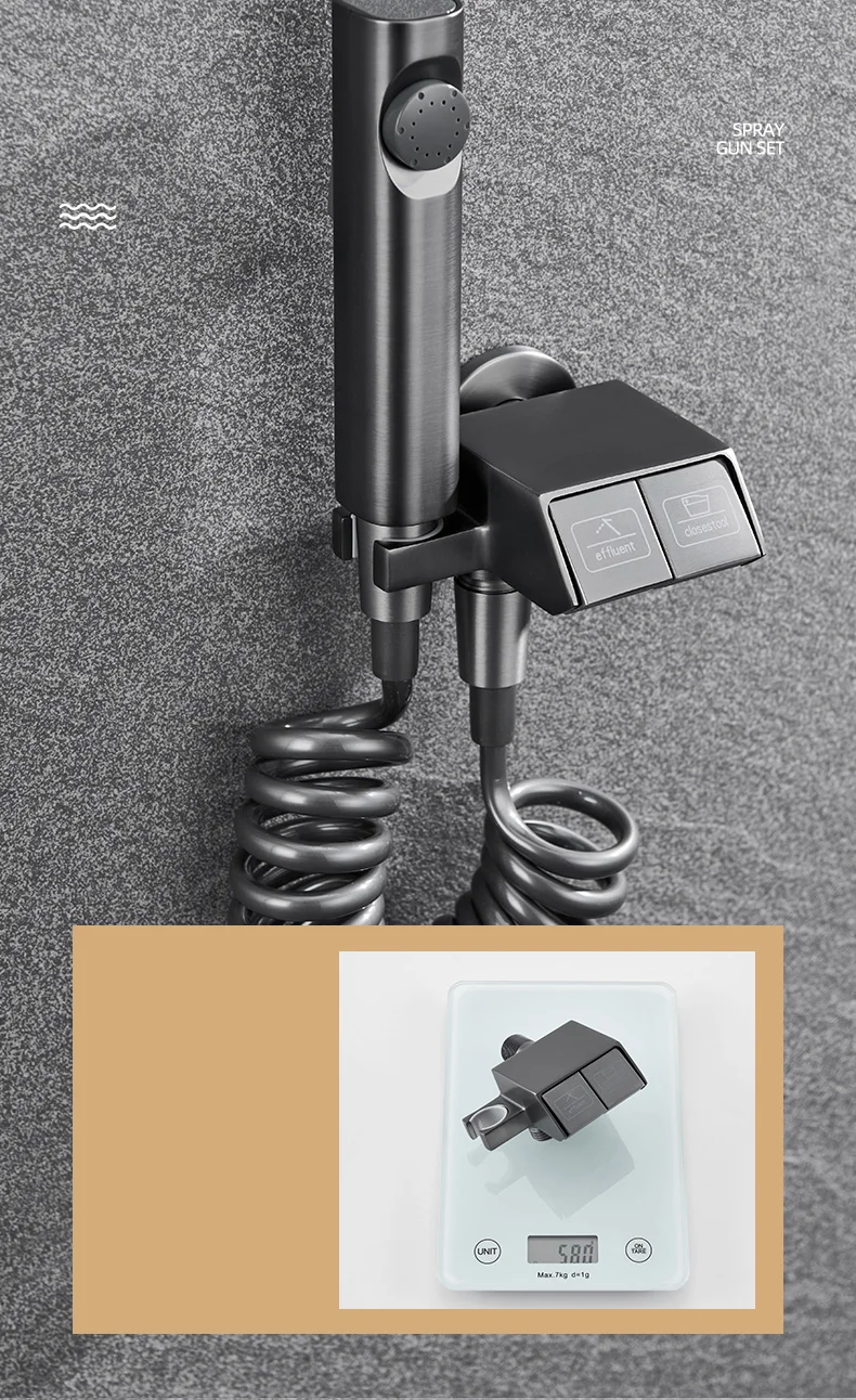 Imagem -05 - Dupla Controle wc Pistola Uso Doméstico Torneira Companheira Coreblackdual Controle de Cobre um em Válvula Outtriangle