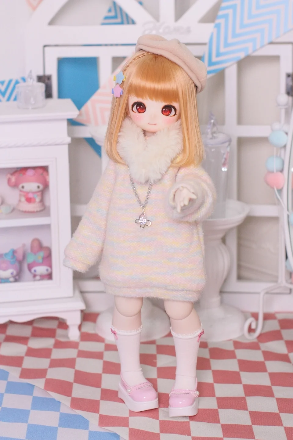 BJD doll clothes suitable for 1/4 1/6 size cute doll clothes warm winter sweater BJD doll clothes doll accessories (5 points)