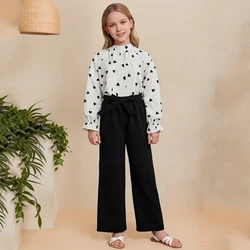 Spring Autumn New Kids Sets For Girls 8-12 Years Girls Love Shirt Top + Long Pants Korean Leisure Stylish Girls Clothes Set