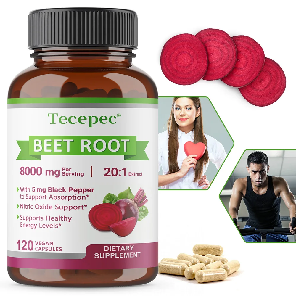 

Organic Beetroot 8000 Mg Concentration 20:1 Extract Capsules,Helps Promote Blood Circulation and Boost Energy,Promote Digestion